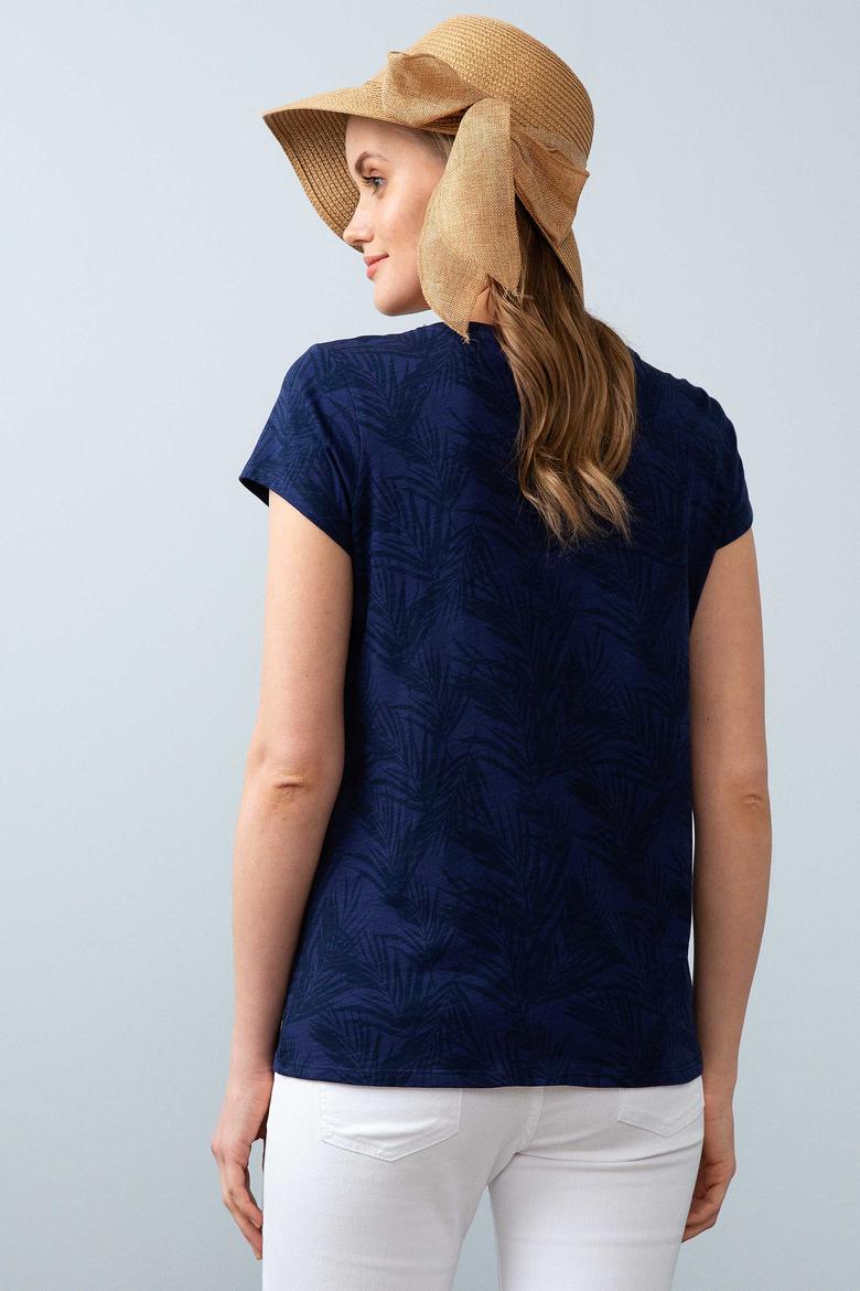 Kadın Lacivert Bisiklet Yaka T-Shirt - 50205183005