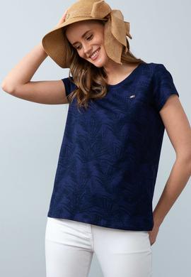 Kadın Lacivert Bisiklet Yaka T-Shirt - 50205183005