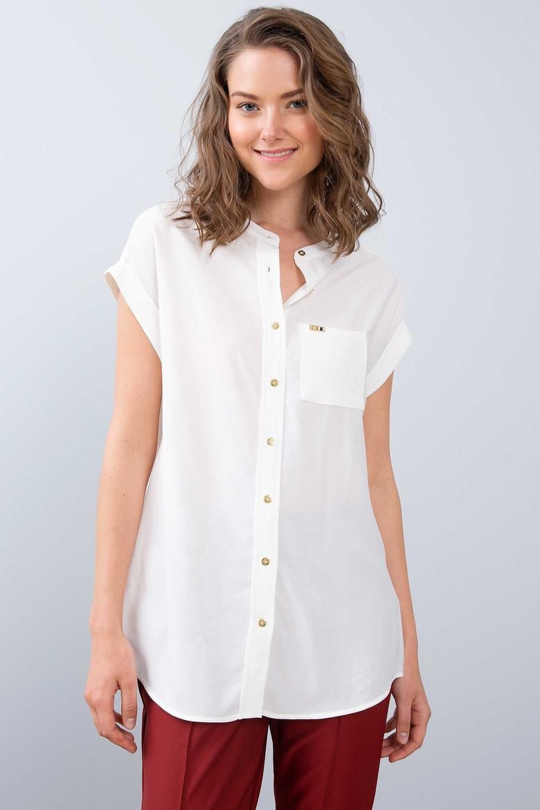 Kadın Beyaz Gömlek Kısakol - 50205212011