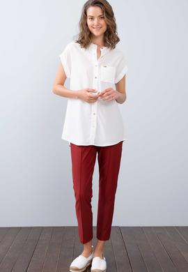 Kadın Beyaz Gömlek Kısakol - 50205212011