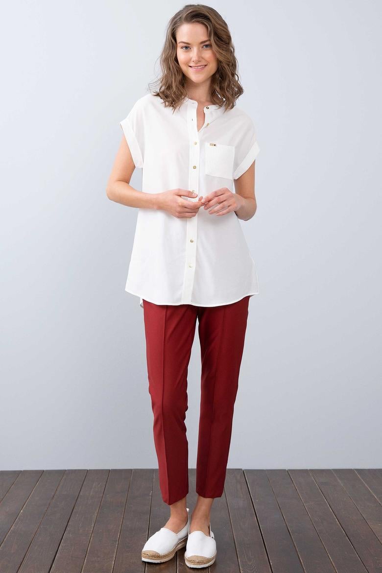 Kadın Beyaz Gömlek Kısakol - 50205212011