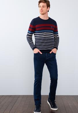 Erkek Lacivert Bisiklet Yaka Triko Kazak - 50205663008