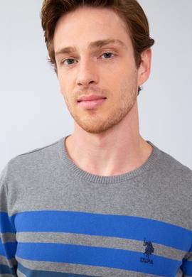 Erkek Gri Melanj Bisiklet Yaka Triko Kazak - 50205663016