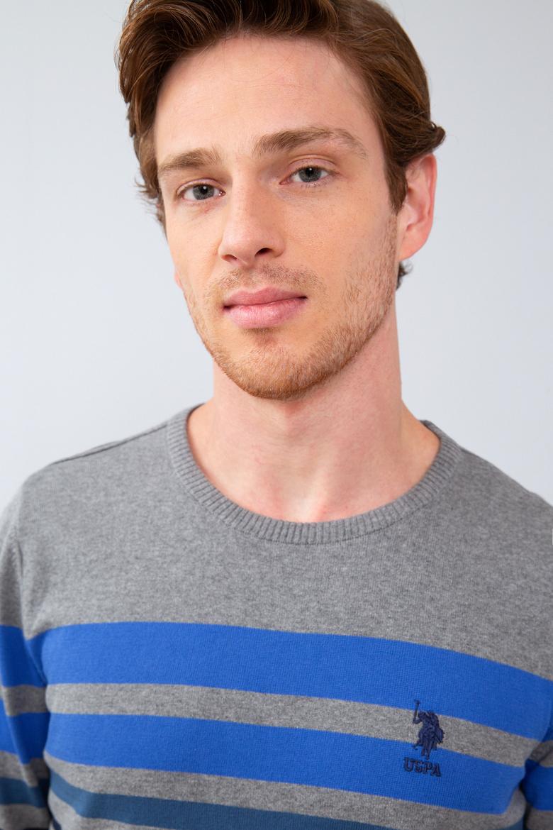 Erkek Gri Melanj Bisiklet Yaka Triko Kazak - 50205663016