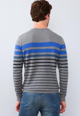 Erkek Gri Melanj Bisiklet Yaka Triko Kazak - 50205663016