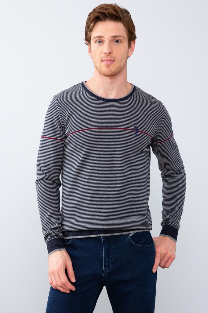 Erkek Gri Melanj Bisiklet Yaka Triko Kazak