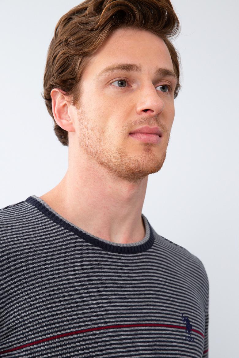 Erkek Gri Melanj Bisiklet Yaka Triko Kazak - 50205685014