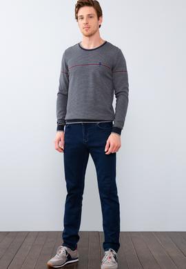 Erkek Gri Melanj Bisiklet Yaka Triko Kazak - 50205685014