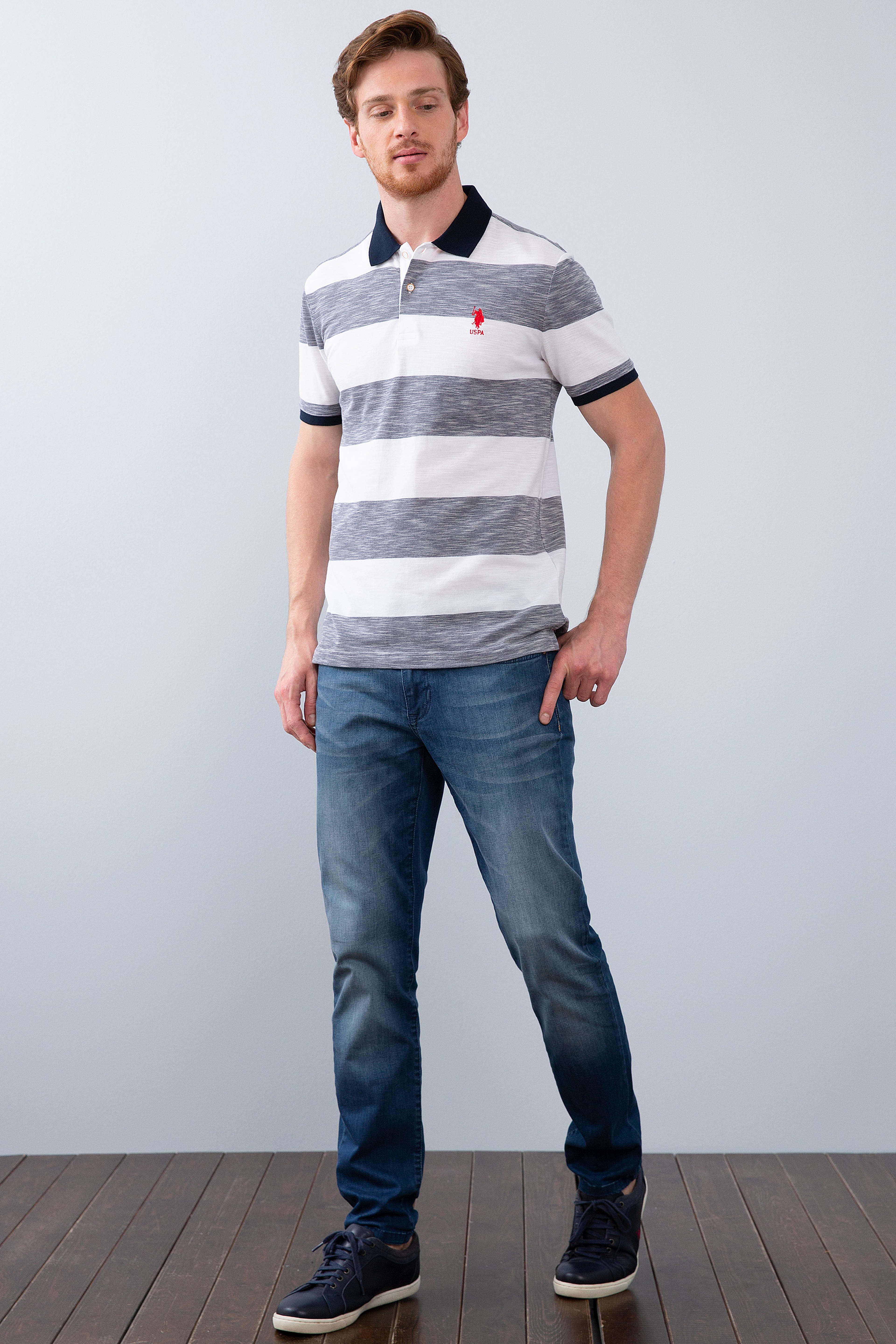 Erkek Açık Lacivert Polo Yaka T-Shirt - Image 3