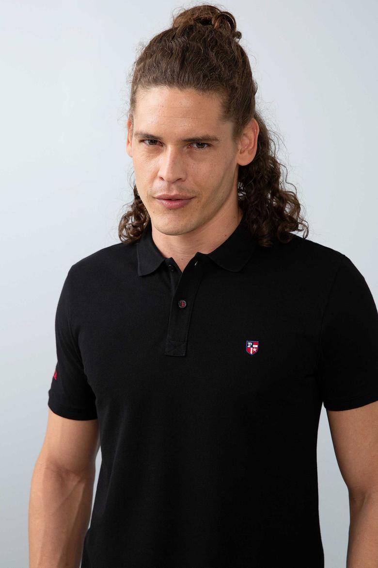 Erkek Siyah Polo Yaka T-Shirt Basic - 50206182011