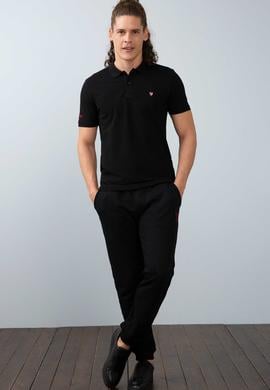 Erkek Siyah Polo Yaka T-Shirt Basic - 50206182011