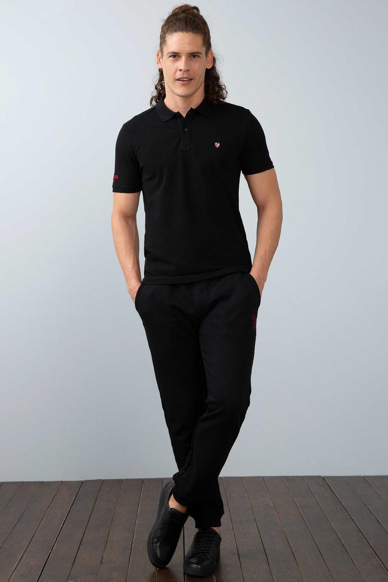Erkek Siyah Polo Yaka T-Shirt Basic - 50206182011