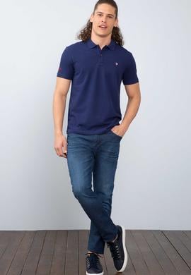 Erkek Lacivert Polo Yaka T-Shirt Basic - 50206182029