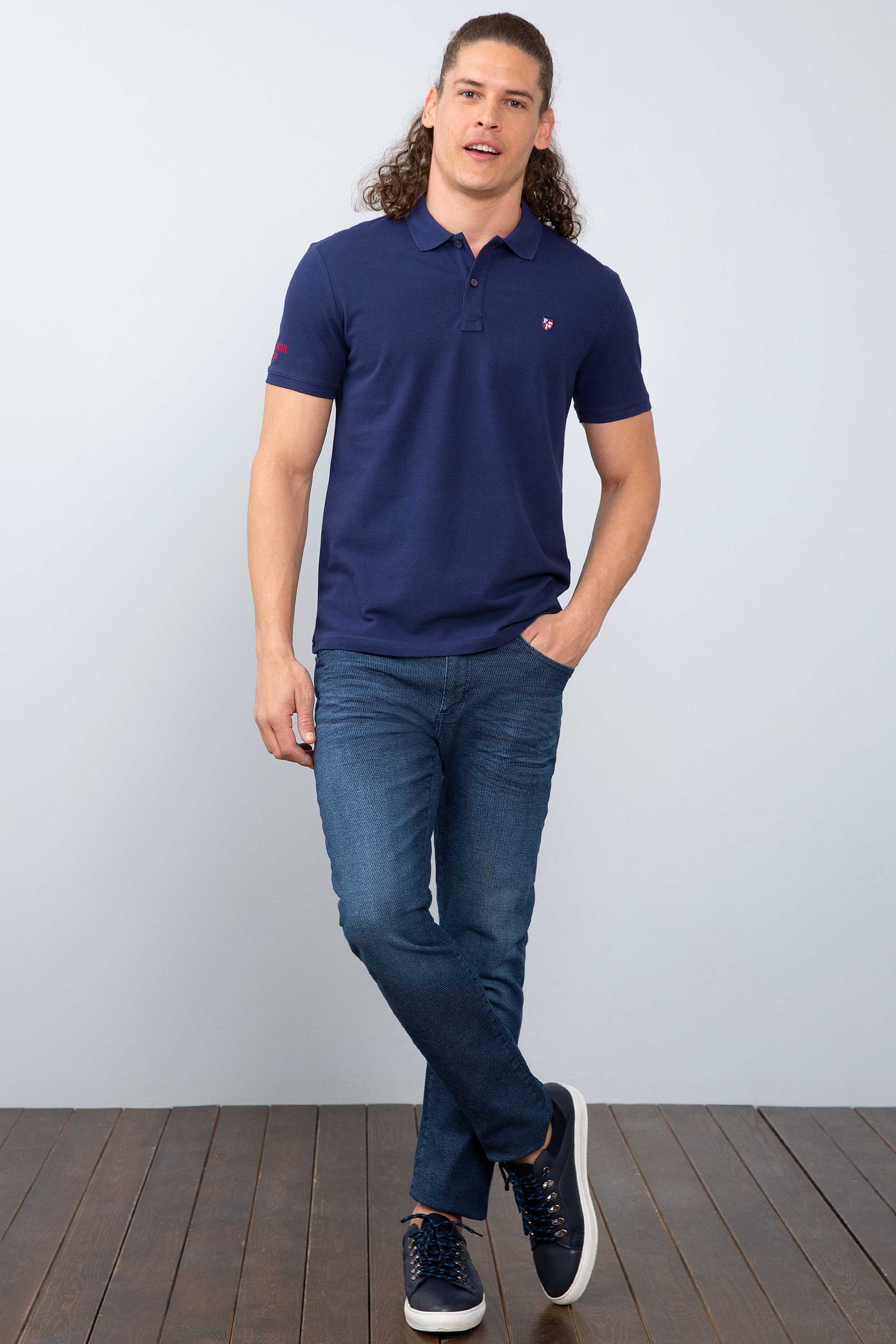 Erkek Lacivert Polo Yaka T-Shirt Basic - Image 4
