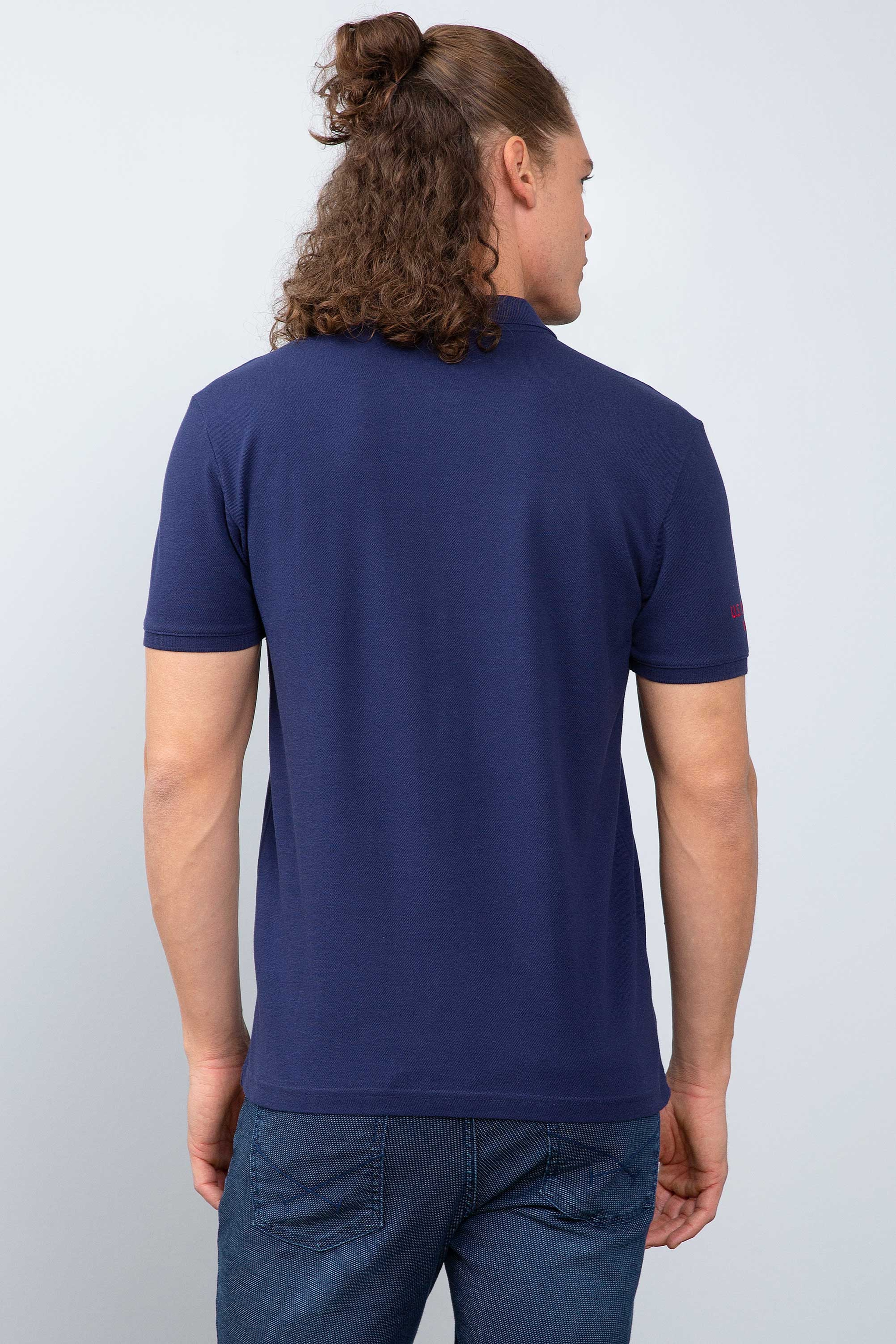 Erkek Lacivert Polo Yaka T-Shirt Basic - Image 3