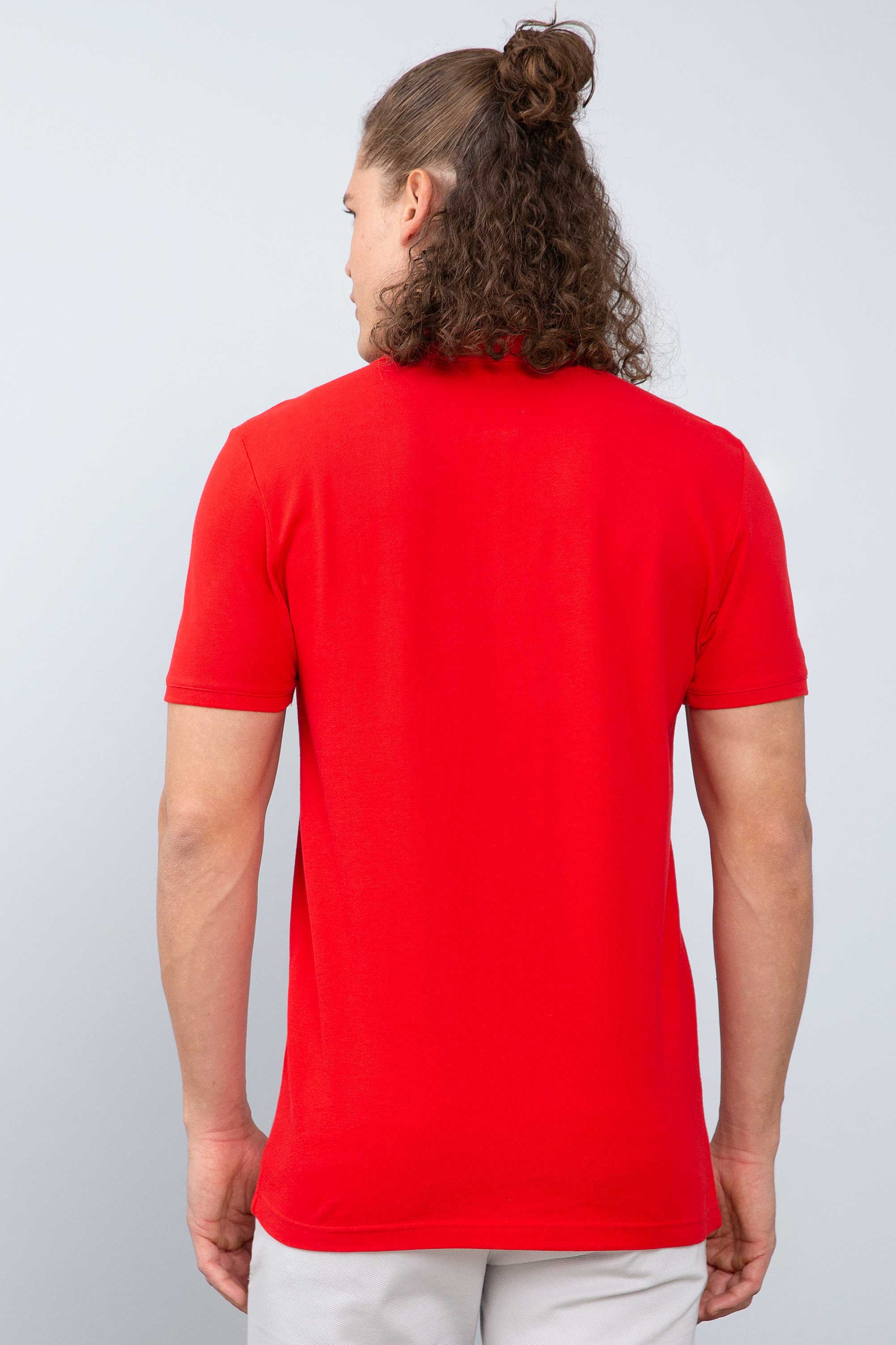 Erkek Kırmızı Polo Yaka T-Shirt Basic