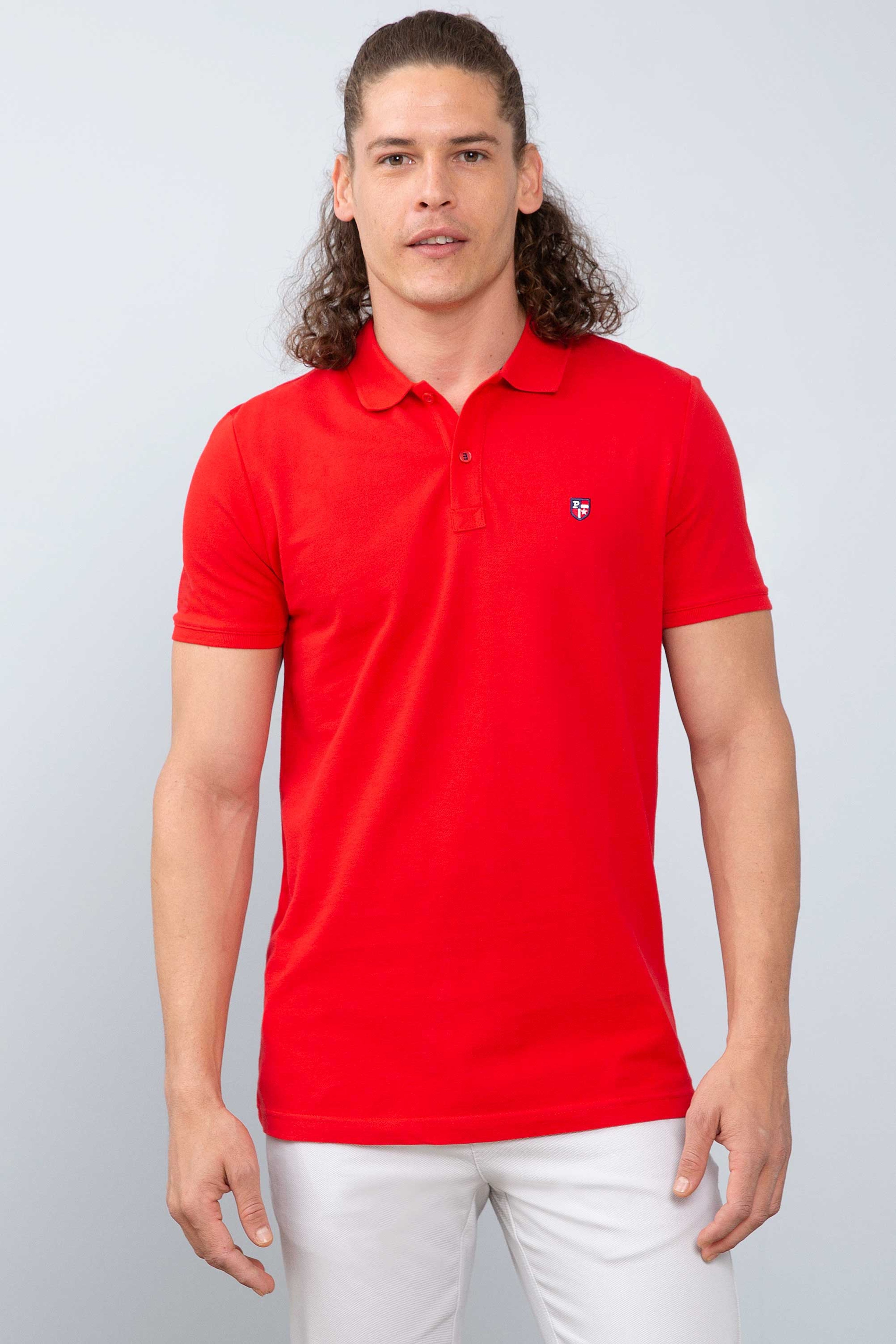 Erkek Kırmızı Polo Yaka T-Shirt Basic - Image 2