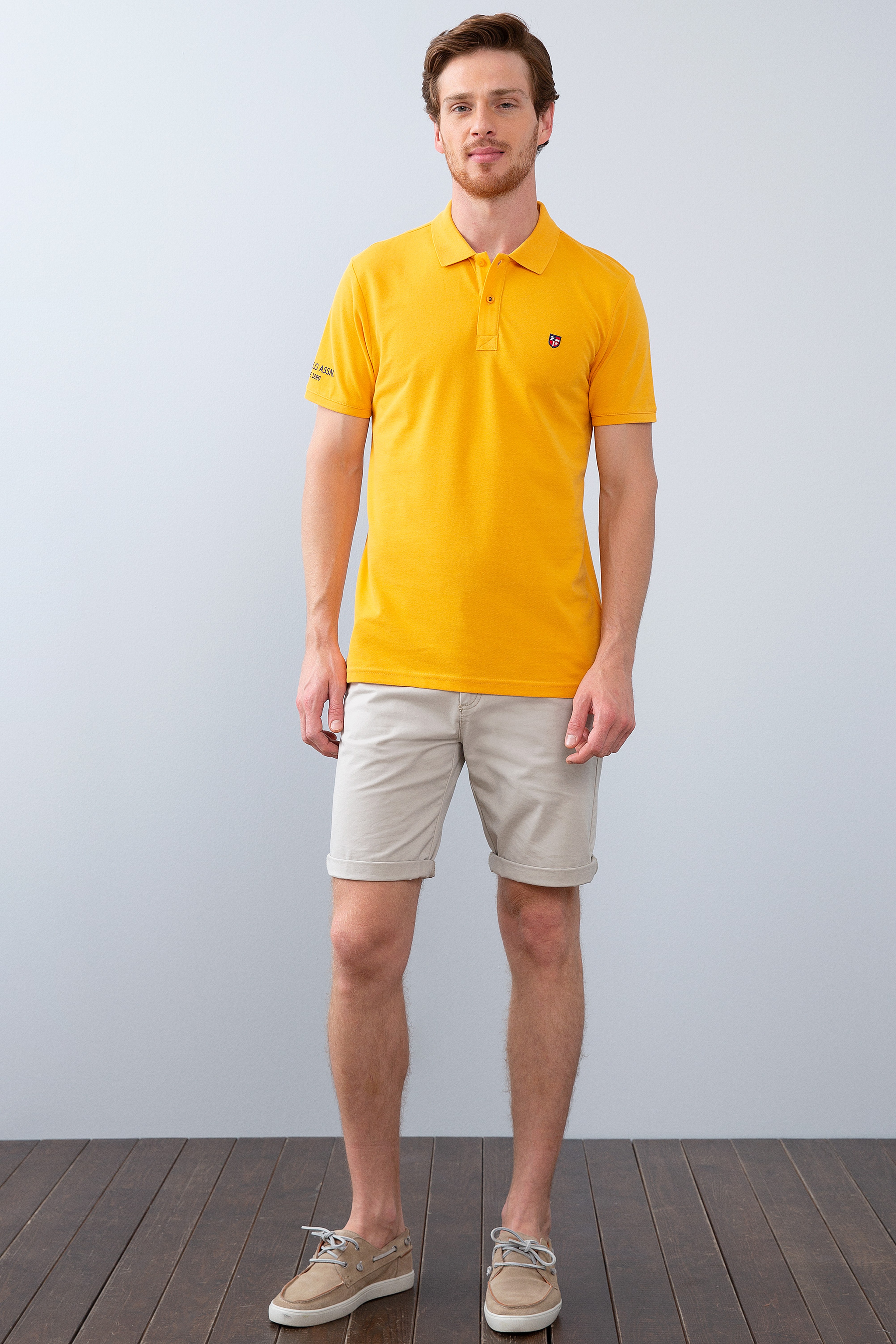 Erkek Koyu Sarı  Polo Yaka T-Shirt Basic