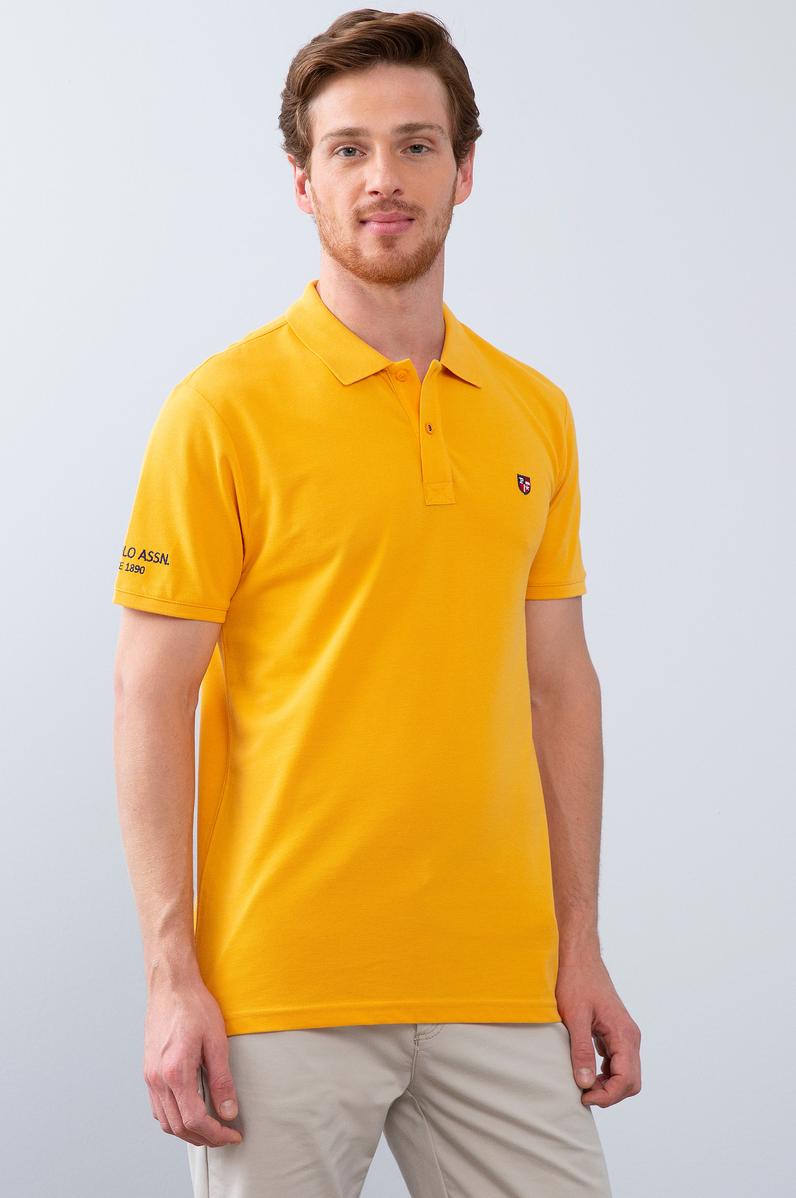 Erkek Koyu Sarı  Polo Yaka T-Shirt Basic