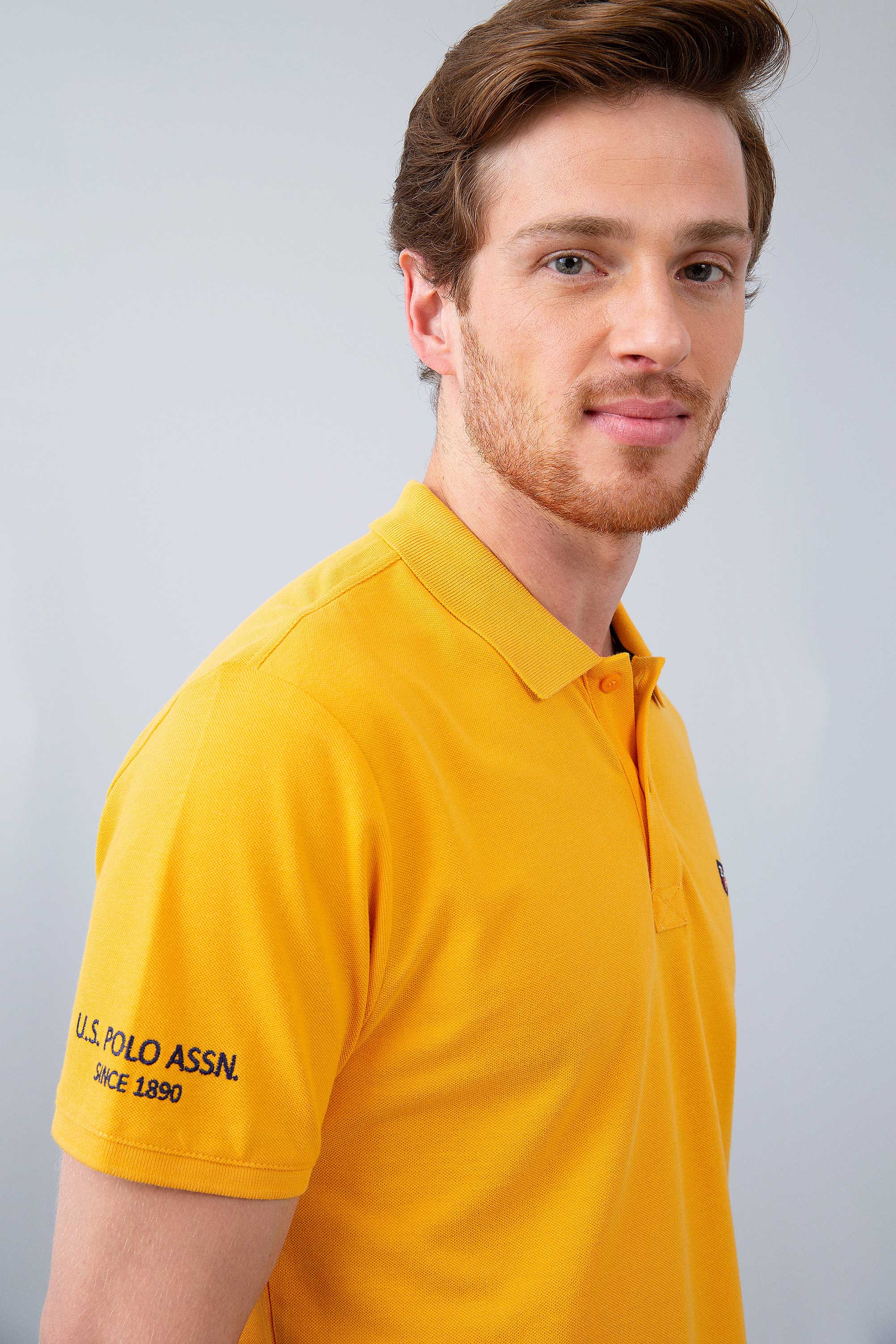 Erkek Koyu Sarı  Polo Yaka T-Shirt Basic - Image 2