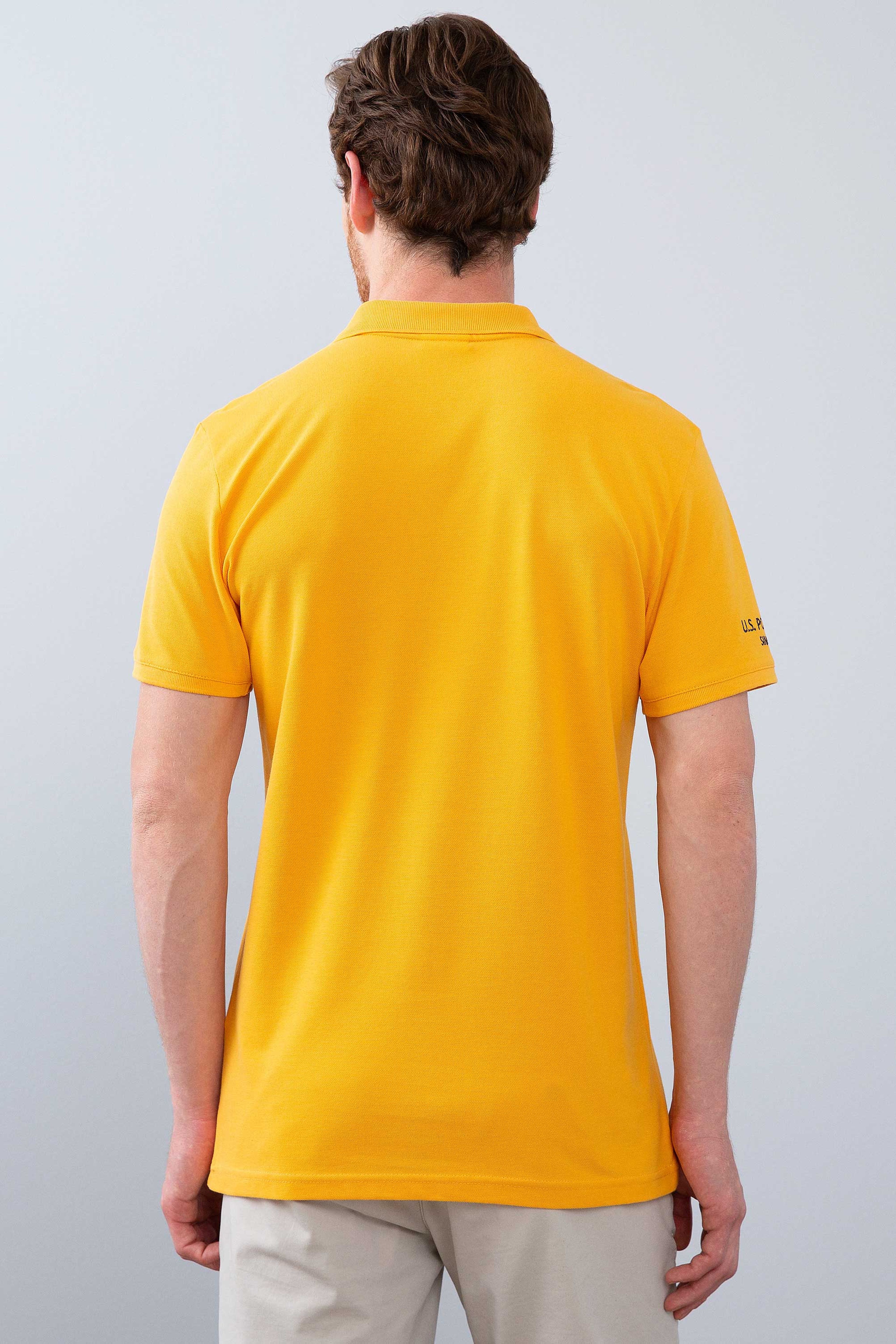 Erkek Koyu Sarı  Polo Yaka T-Shirt Basic