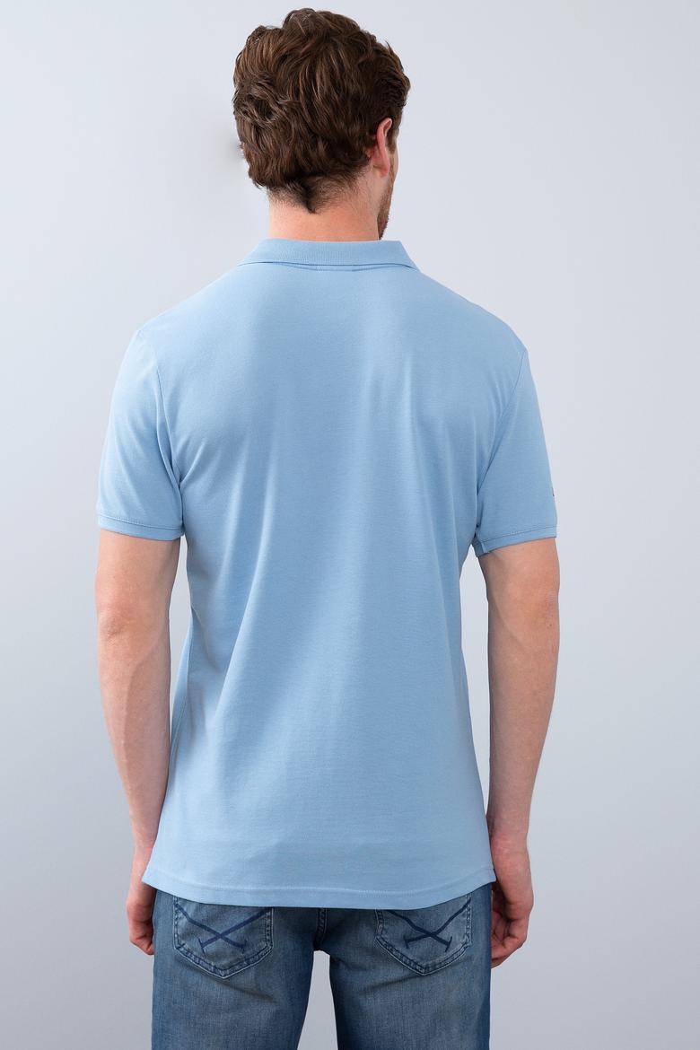 Erkek Mavi Polo Yaka T-Shirt Basic - 50206182089