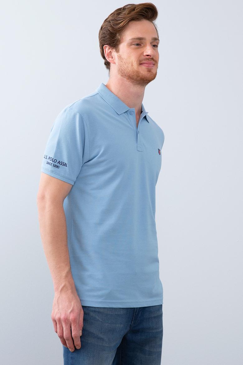 Erkek Mavi Polo Yaka T-Shirt Basic