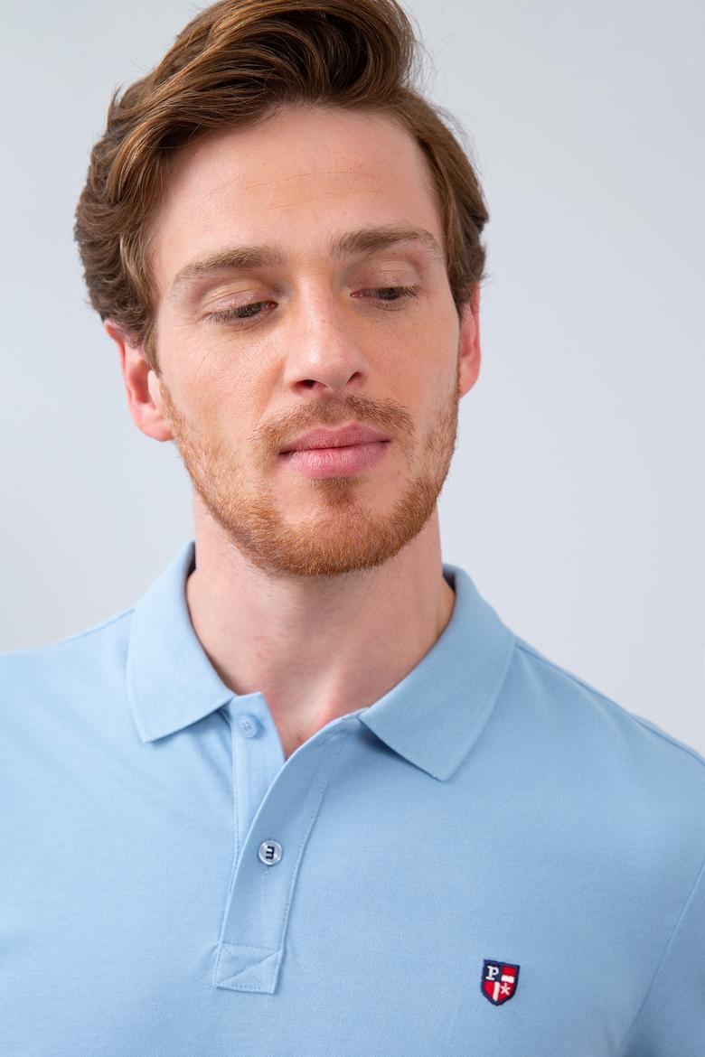 Erkek Mavi Polo Yaka T-Shirt Basic - 50206182089