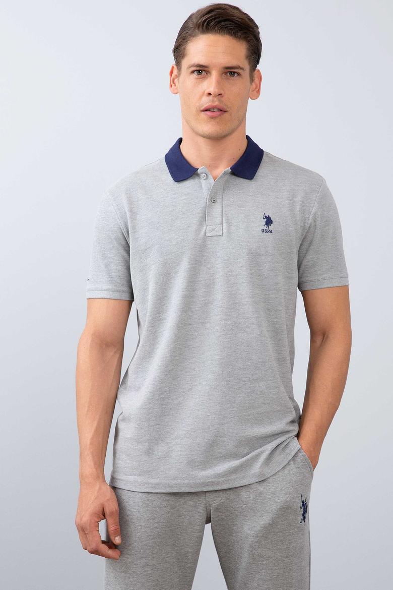 Erkek Gri Melanj Polo Yaka T-Shirt