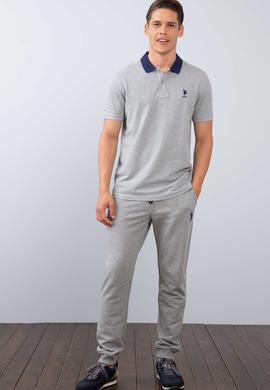 Erkek Gri Melanj Polo Yaka T-Shirt - 50206183021