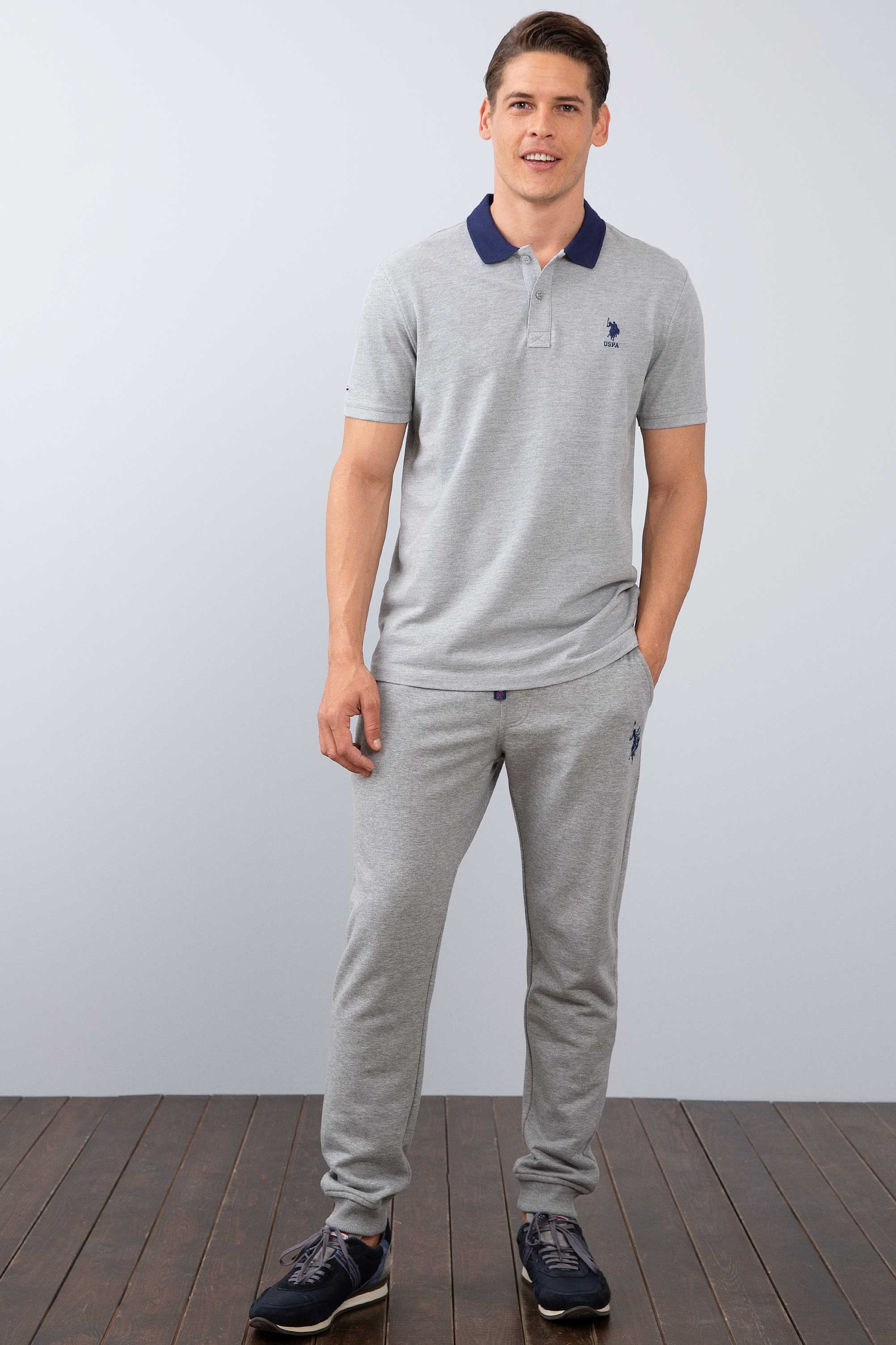Erkek Gri Melanj Polo Yaka T-Shirt
