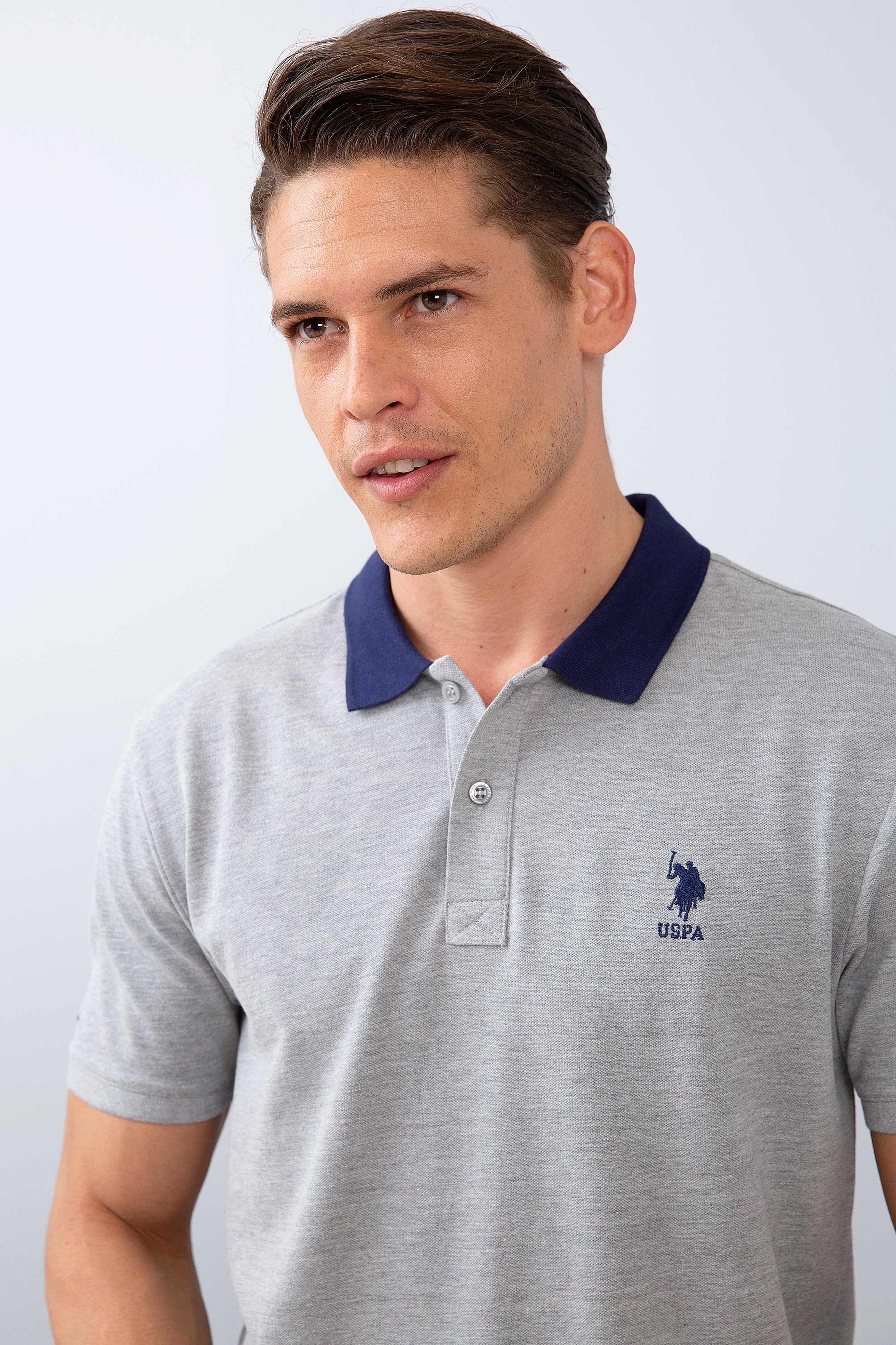 Erkek Gri Melanj Polo Yaka T-Shirt