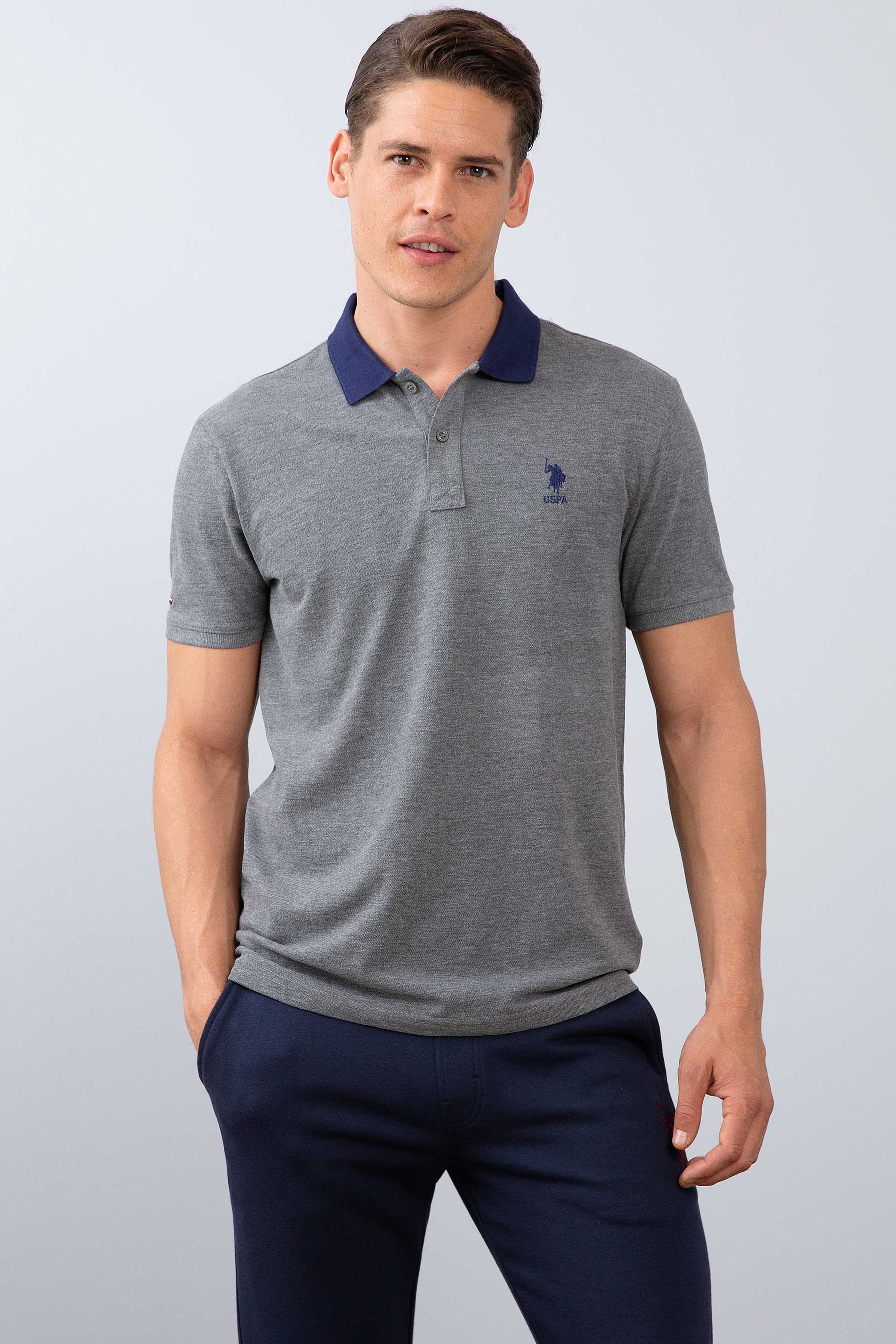 Erkek Antrasit Melanj Polo Yaka T-Shirt - Image 1
