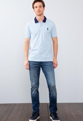 Erkek Mavi Polo Yaka T-Shirt - 50206183169