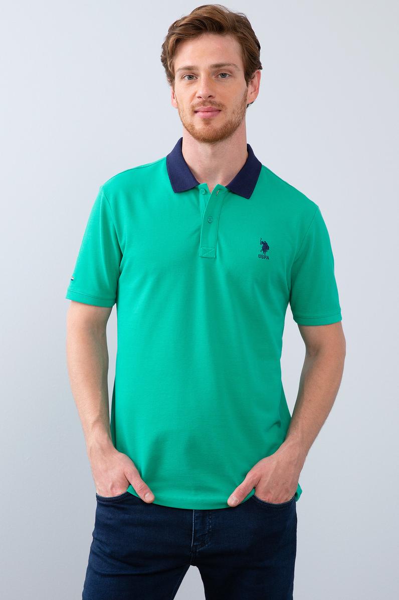 Erkek Fosforlu Yeşil Polo Yaka T-Shirt