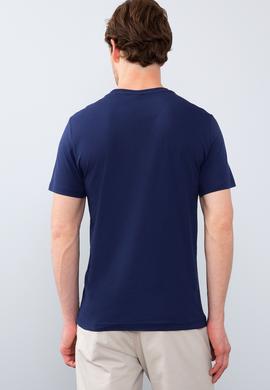 Erkek Lacivert Bisiklet Yaka T-Shirt Basic - 50206185001
