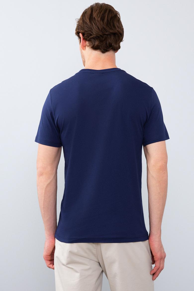 Erkek Lacivert Bisiklet Yaka T-Shirt Basic - 50206185001