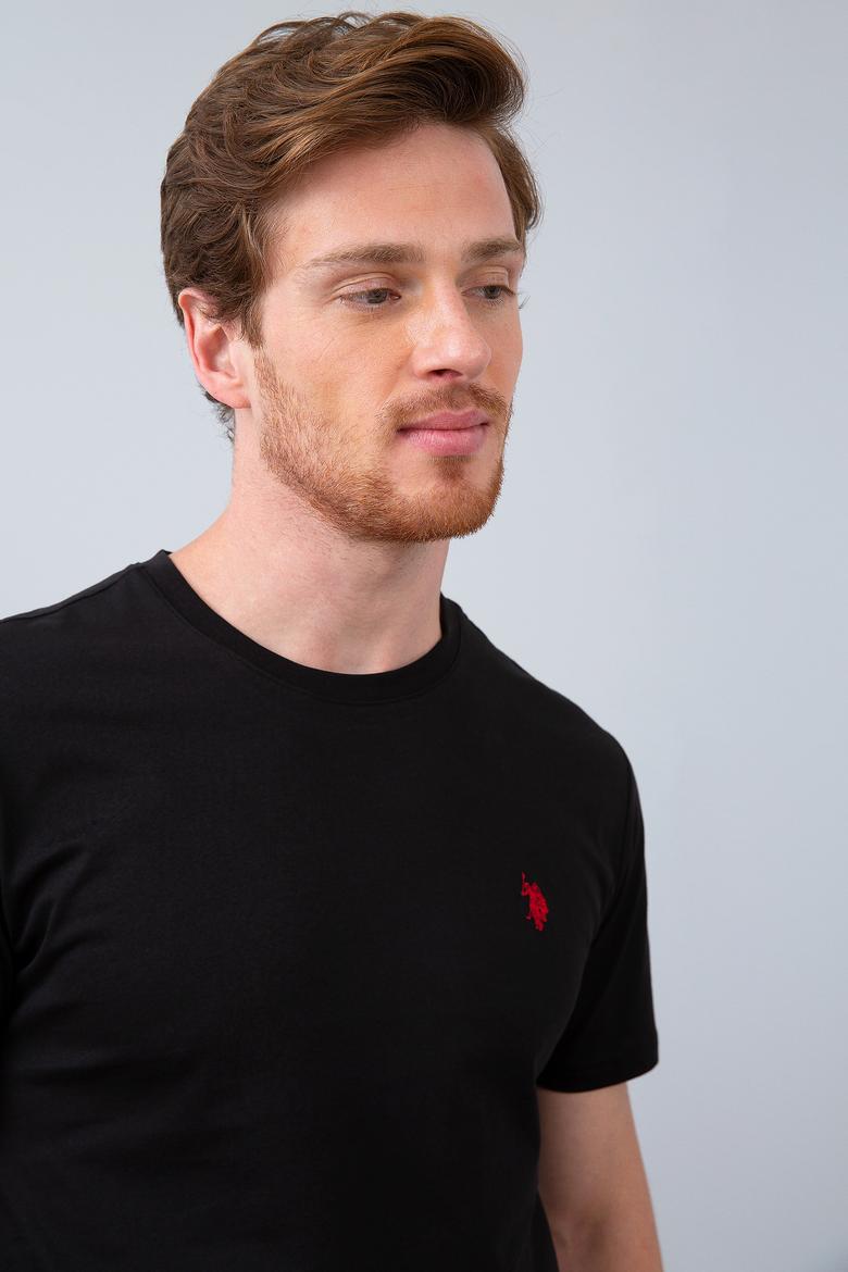 Erkek Siyah Bisiklet Yaka T-Shirt Basic - 50206185021