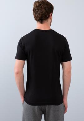 Erkek Siyah Bisiklet Yaka T-Shirt Basic - 50206185021