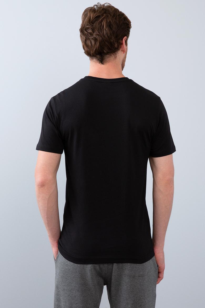 Erkek Siyah Bisiklet Yaka T-Shirt Basic - 50206185021