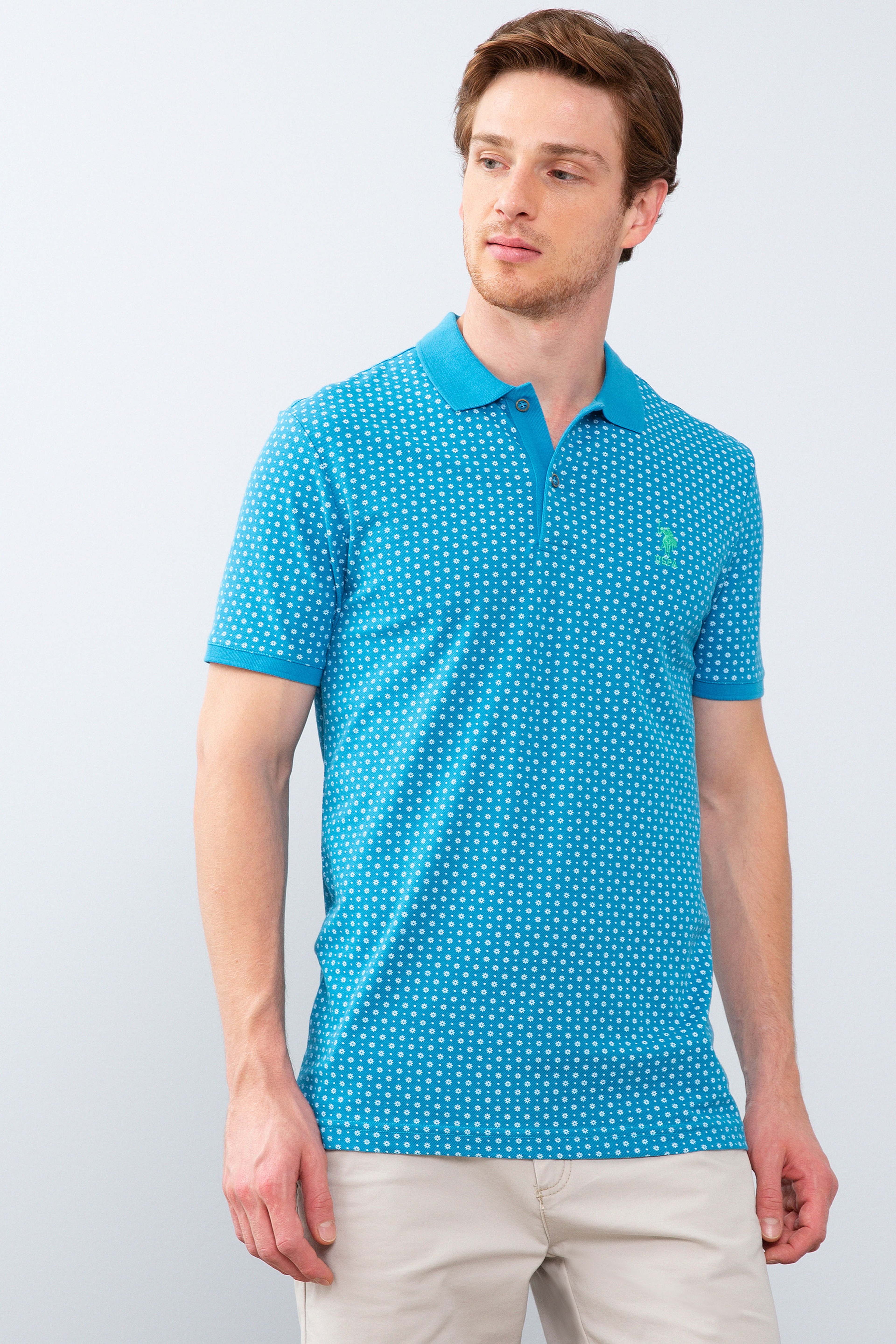 Erkek İndigo Polo Yaka T-Shirt - Image 2