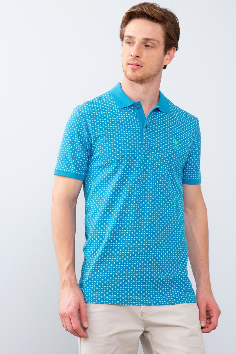 Erkek İndigo Polo Yaka T-Shirt - 50206186057