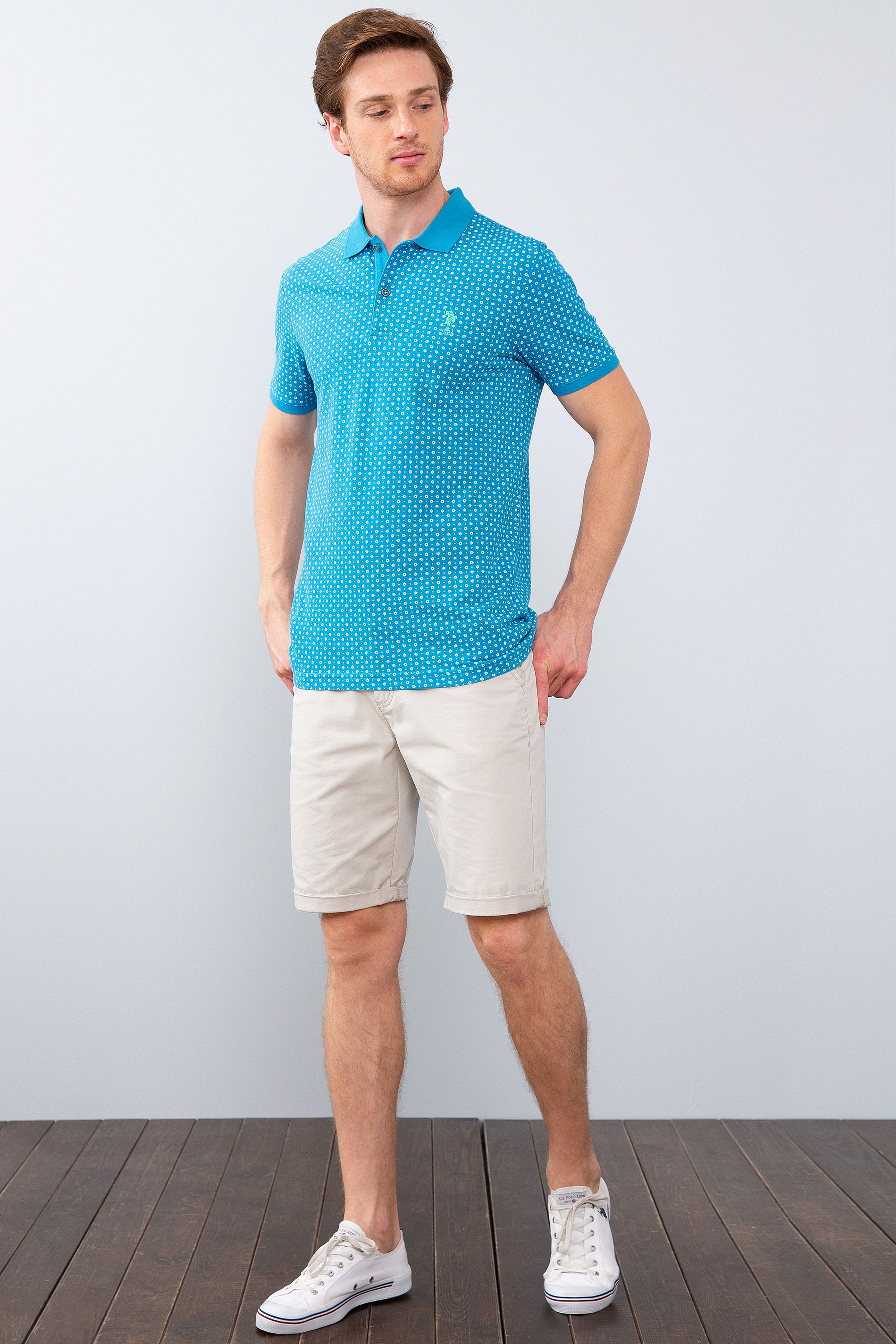 Erkek İndigo Polo Yaka T-Shirt - Image 4
