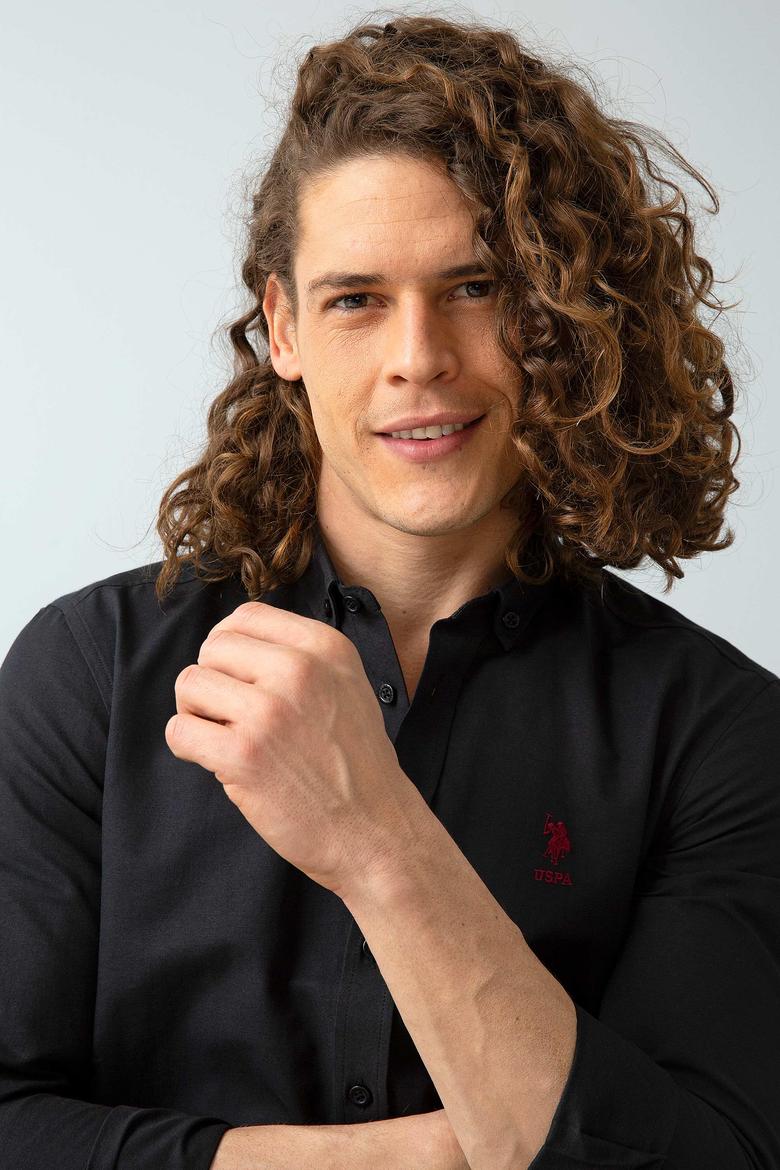 Erkek Siyah Gömlek Uzunkol Basic