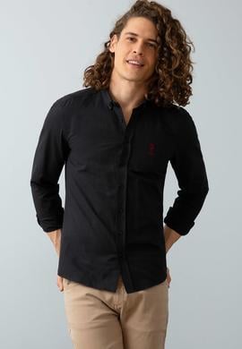 Erkek Siyah Gömlek Uzunkol Basic - 50206193049