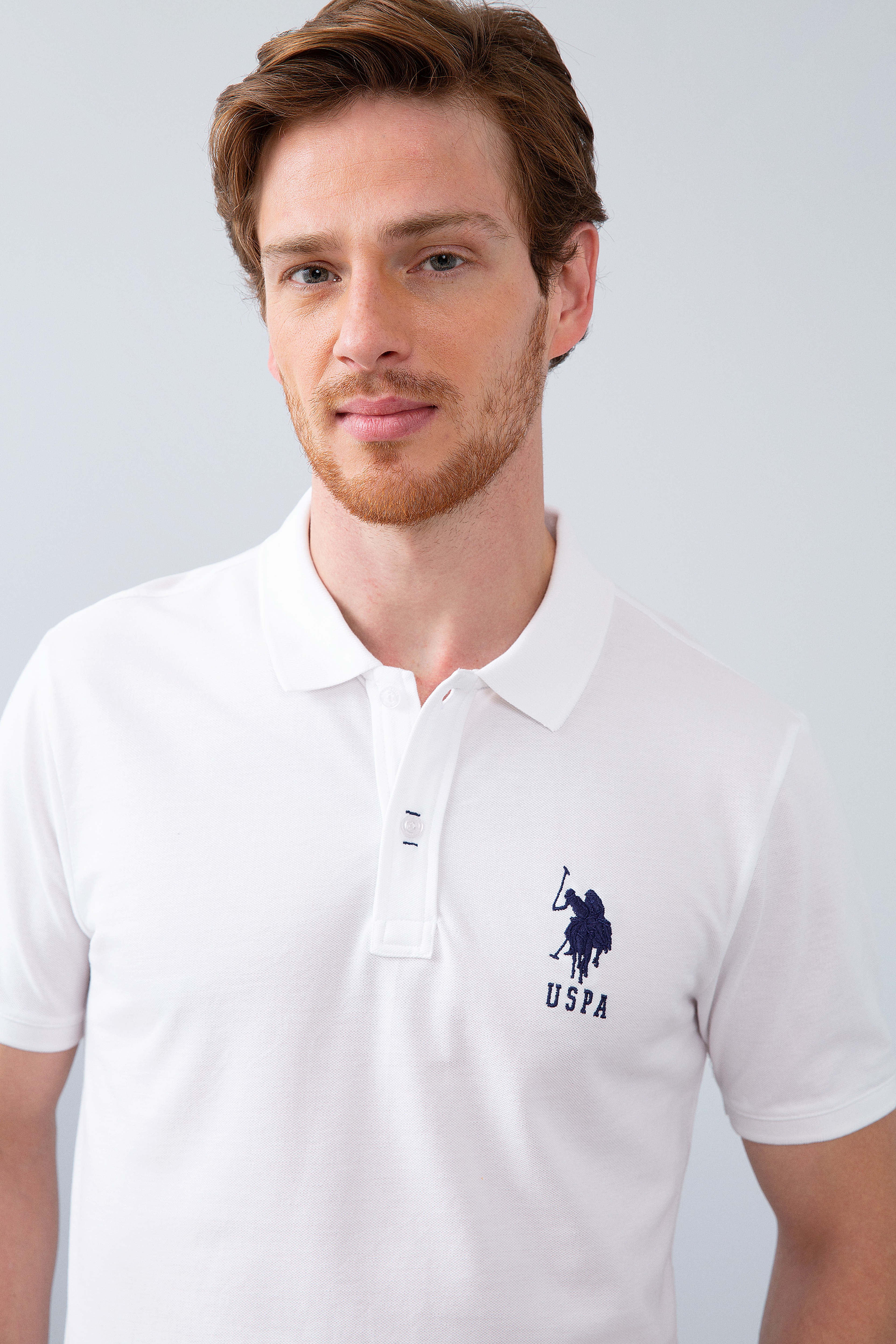 Erkek Beyaz Polo Yaka T-Shirt - Image 2