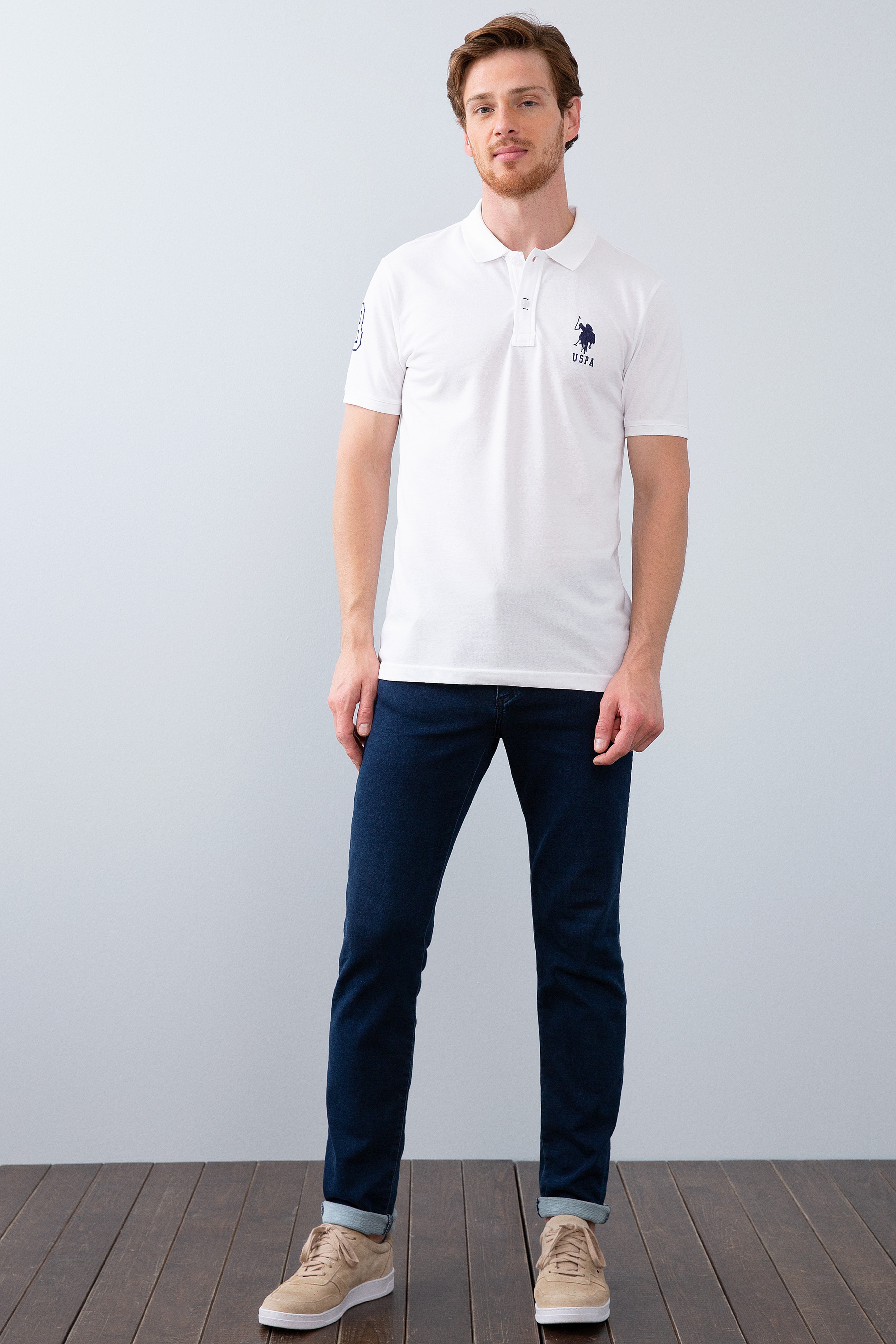 Erkek Beyaz Polo Yaka T-Shirt