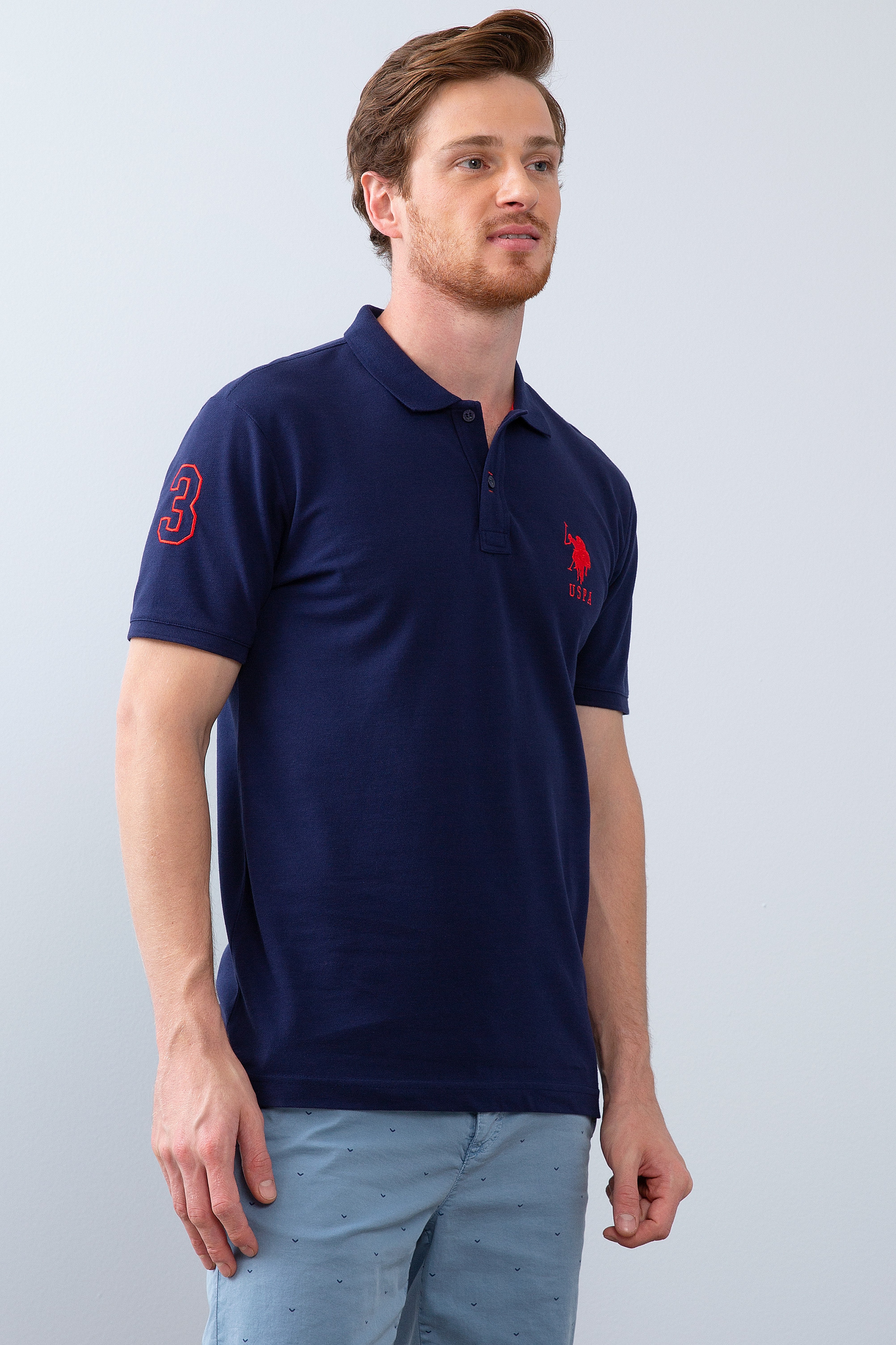 Erkek Lacivert Polo Yaka T-Shirt - Image 2