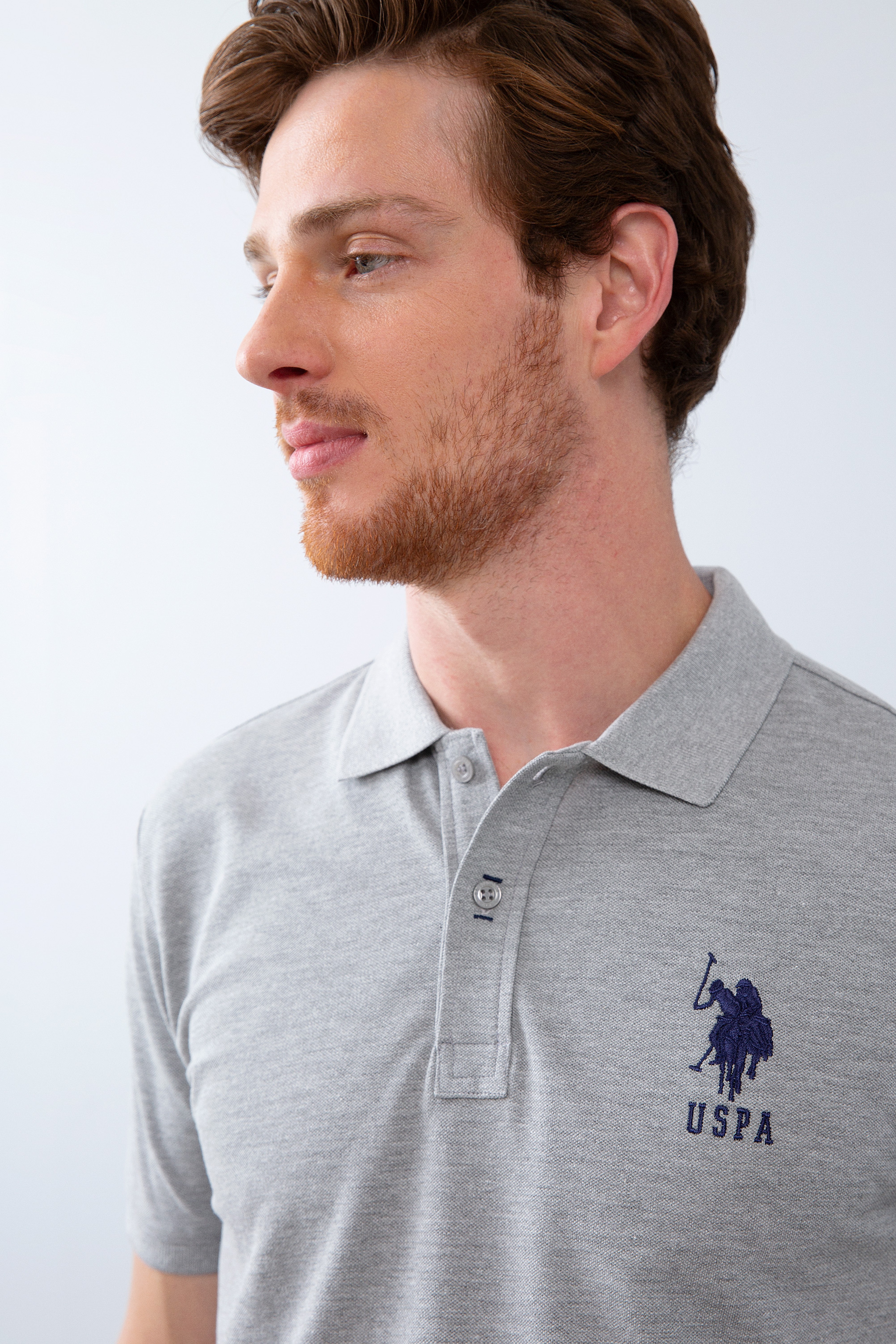 Erkek Gri Melanj Polo Yaka T-Shirt