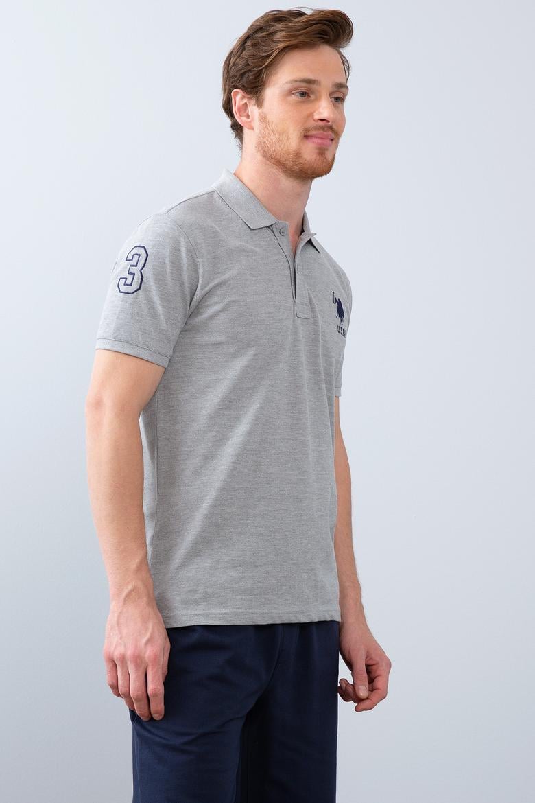 Erkek Gri Melanj Polo Yaka T-Shirt